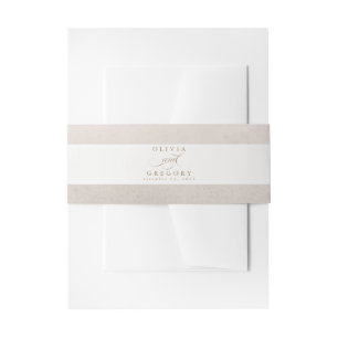 Light Brown Elegant Script Invitation Belly Band