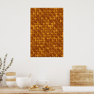 Light brown fabric pattern, wicker netting, rattan poster