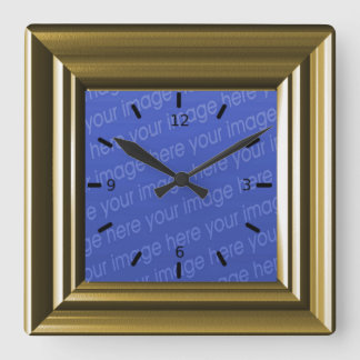 Light Brown Faux Wood Add Your Own Photo Square Wall Clock