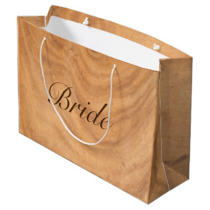 Light-brown faux wood background large gift bag