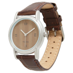 Light brown faux wood planks pattern watch