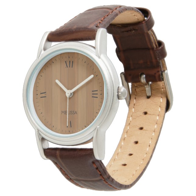 Light brown faux wood planks pattern watch (Angled)