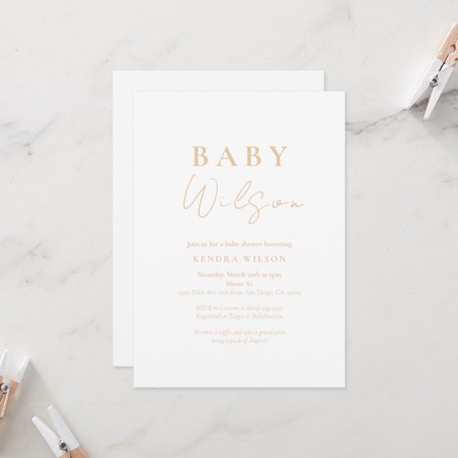 Light Brown Gender Neutral Baby Shower Invitation (Front/Back In Situ)