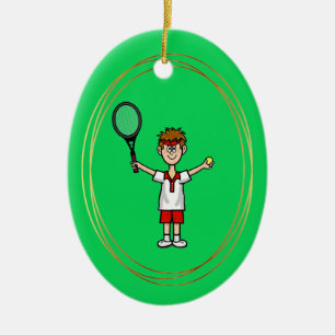 Light Brown Hair Male Tennis Player Ornament