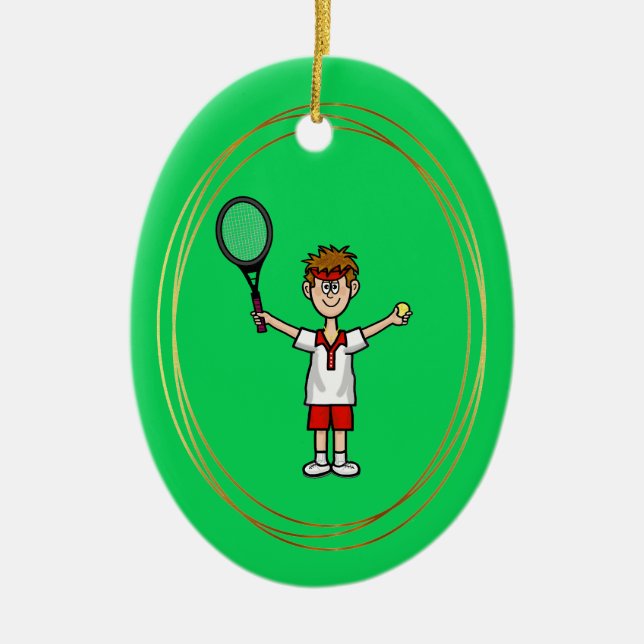 Light Brown Hair Male Tennis Player Ornament (Front)