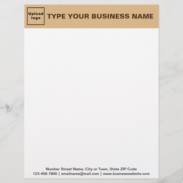 Light Brown Header and Black Texts Footer Business Custom Letterhead (Front)