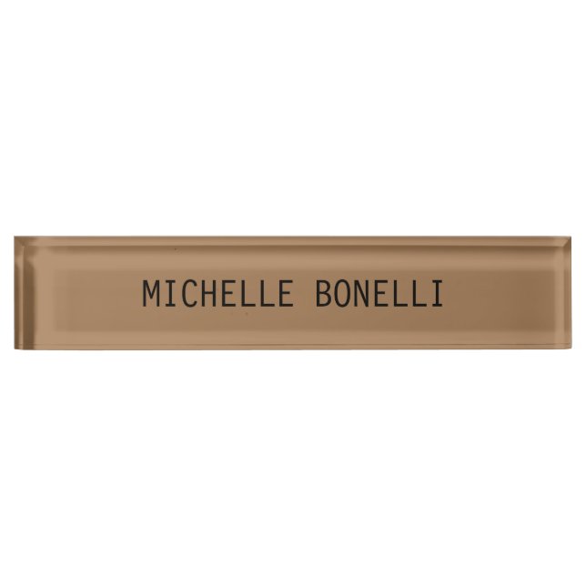 Light Brown Minimalist Plain Legible Modern Nameplate (Front)