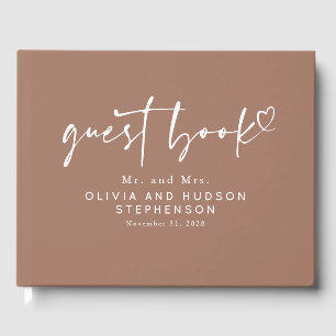 Light Brown Modern Minimalist Elegant Wedding Guest Book