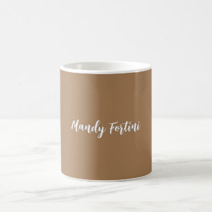 Light Brown Plain Elegant Minimalist Calligraphy Coffee Mug