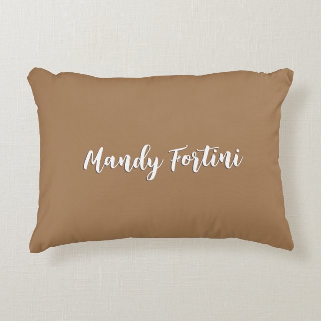 Light Brown Plain Elegant Minimalist Calligraphy Decorative Cushion (Front)