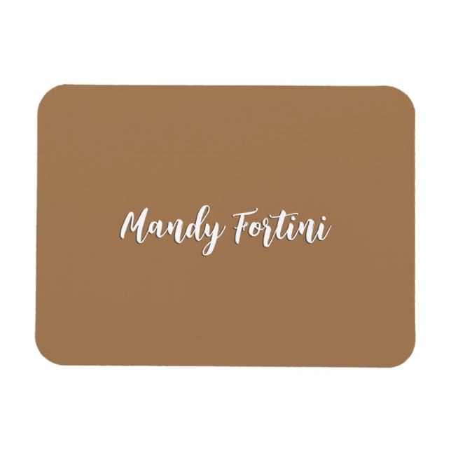 Light Brown Plain Elegant Minimalist Calligraphy Magnet (Horizontal)
