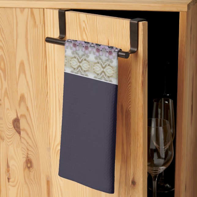 Light brown purple and grey decorative tea towel (Thirds Fold)