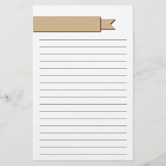 Light Brown Ribbon Lined Stationery (Front)