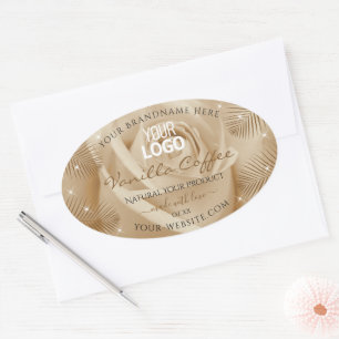 Light Brown Rose Palm Leaves Product Labels Logo