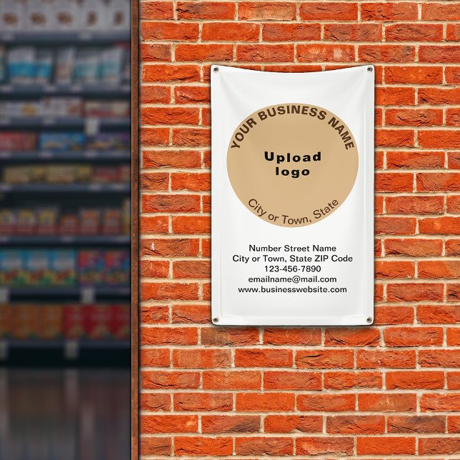 Light Brown Round Business Brand on Portrait Banner (Banner with your business brand in light brown round shape)