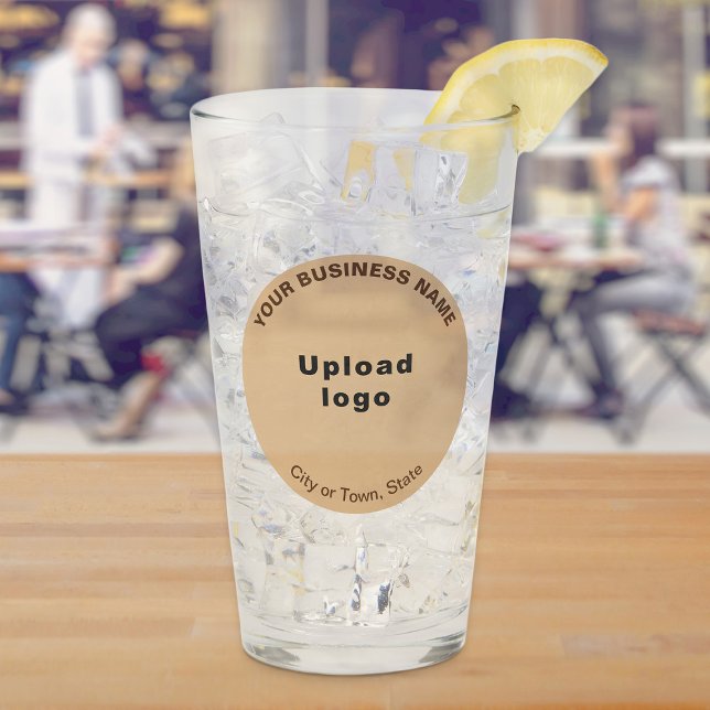 Light Brown Round Shape Business Brand, Glass Cup (Build brand name awareness. Light brown round business brand on glass cup.)