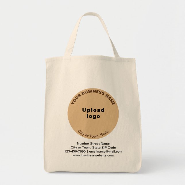 Light Brown Round Shape Business Brand on Grocery Tote Bag (Front)