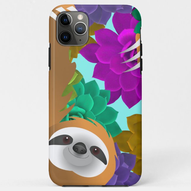 Light Brown Sloth Photographer in Colourful Jungle Case-Mate iPhone Case (Back)