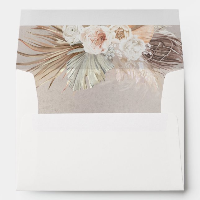 Light Brown Soft Pastel Floral Pampas Grass Envelope (Back (Bottom))