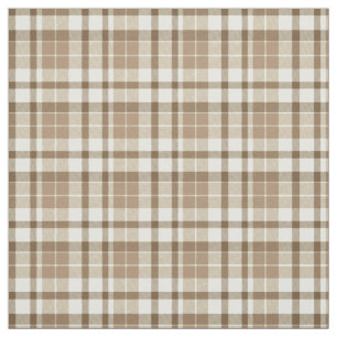 Light Brown Tan and White Plaid Fabric