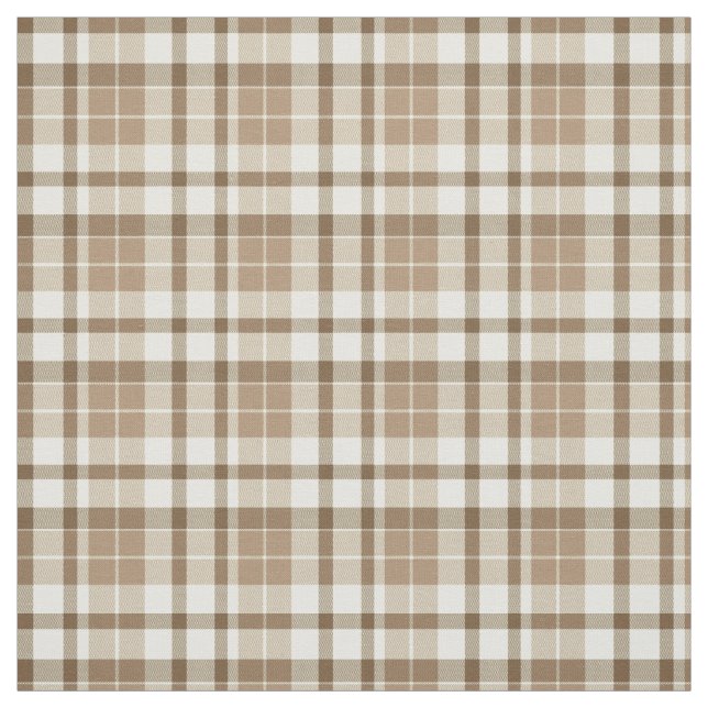 Light Brown Tan and White Plaid Fabric (Swatch)