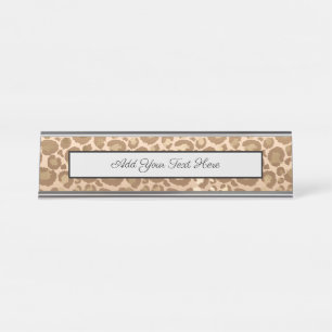 Light Brown Tiger Stripes Animal Print Safari Desk Name Plate