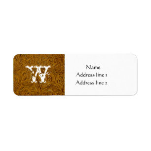 Light Brown Tooled Leather Address Labels