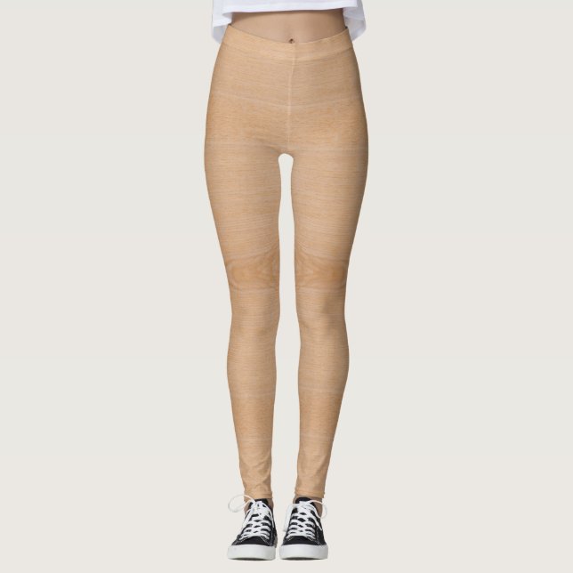 Light brown wood grain capri leggings (Front)