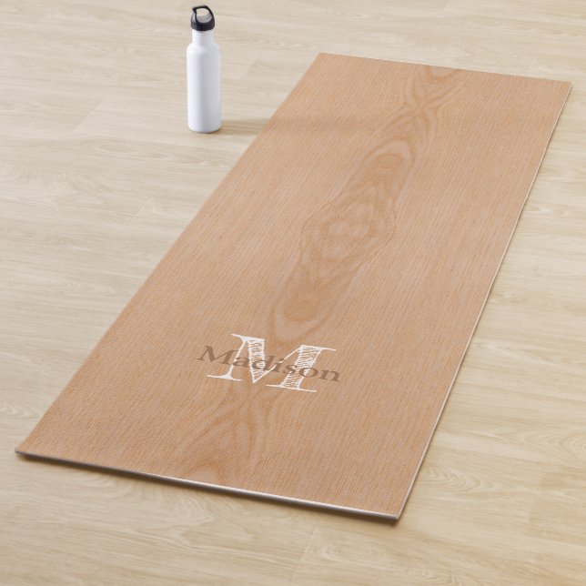 Light brown wood grain Custom Monogram Yoga Mat (In Situ)
