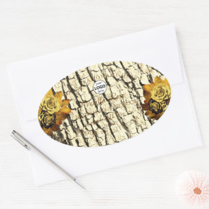 Light Brown Wood Grain Roses Product Labels Logo