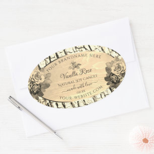 Light Brown Wood Grain Sepia Roses Product Labels