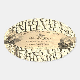 Light Brown Wood Grain Sepia Roses Product Labels