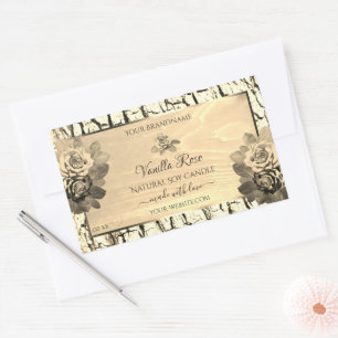 Light Brown Wood Grain Sepia Roses Product Labels