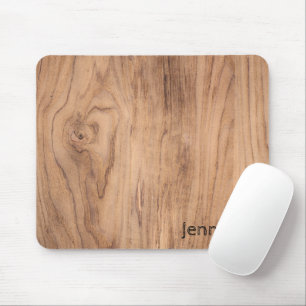 Light Brown Wood Grain with Name Personalisation Mouse Mat