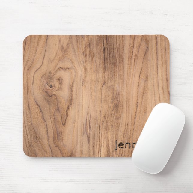 Light Brown Wood Grain with Name Personalisation Mouse Mat (With Mouse)