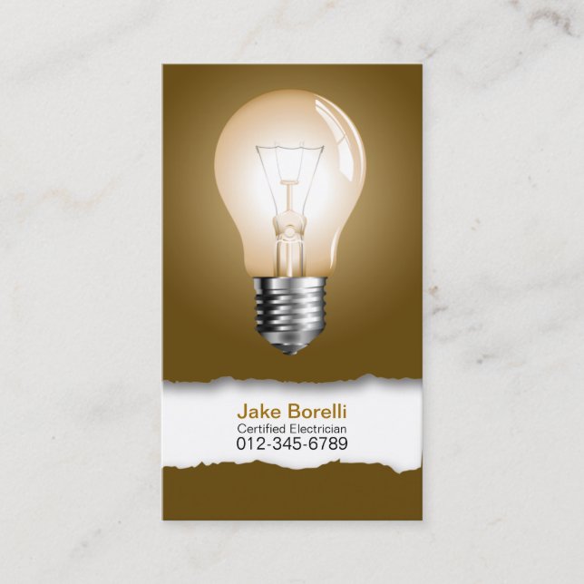 Light Bulb Brown Business Card (Front)
