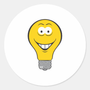 Light Bulb Face Classic Round Sticker
