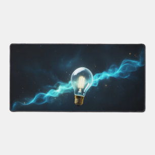 light bulb in space desk mat