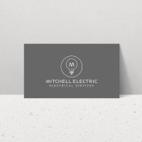 LIGHT BULB MONOGRAM LOGO on GRAY for ELECTRICIANS