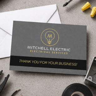 LIGHT BULB MONOGRAM LOGO Thank You Card