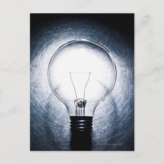 Light Bulb on Stainless Steel Background Postcard (Front)