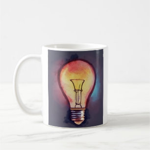 Light Bulb Watercolor Painting, Bulb Coffee Mug