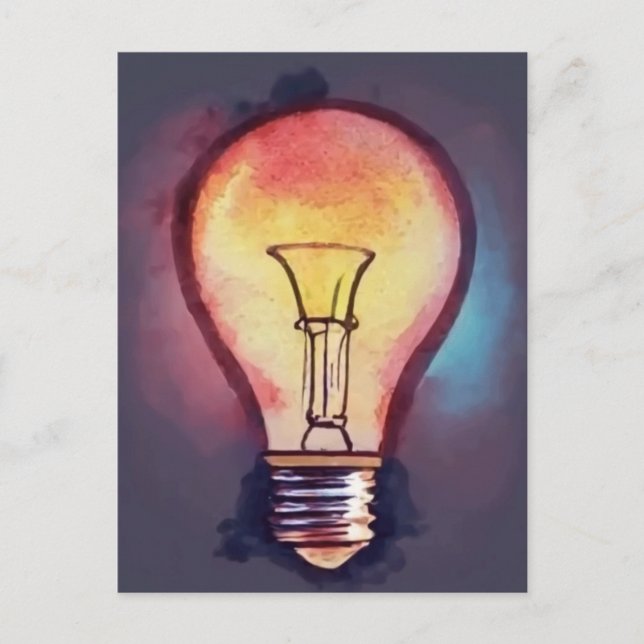 Light Bulb Watercolor Painting, Bulb Postcard (Front)