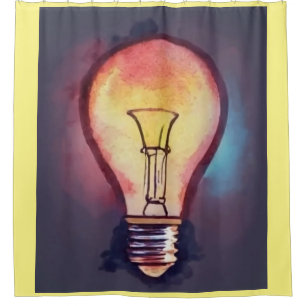 Light Bulb Watercolor Painting, Bulb Shower Curtain