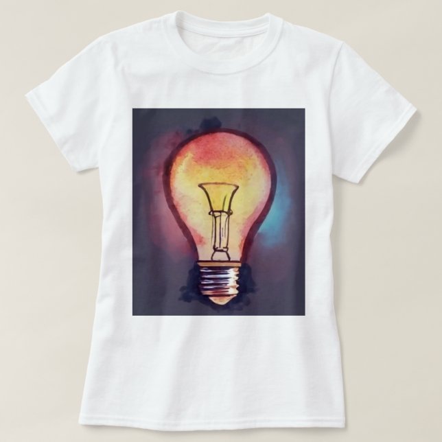 Light Bulb Watercolor Painting, Bulb T-Shirt (Design Front)