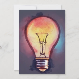 Light Bulb Watercolor Painting, Bulb Thank You Card