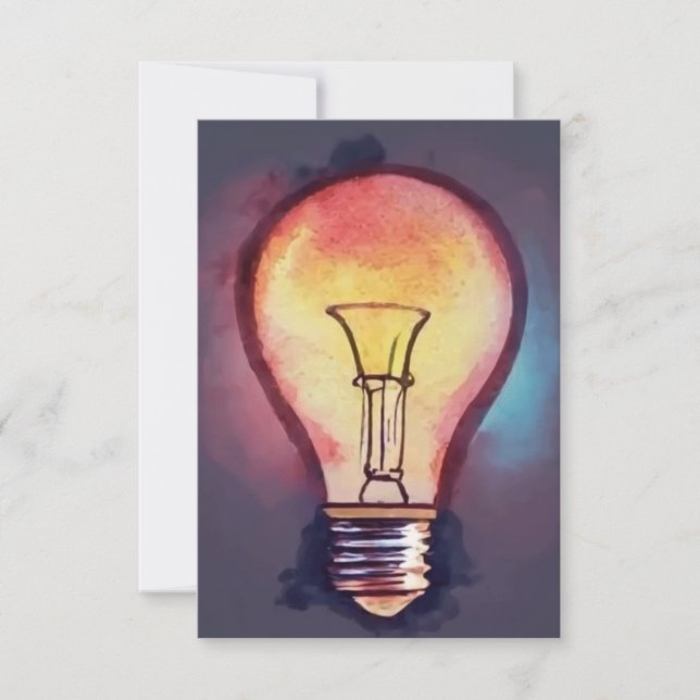 Light Bulb Watercolor Painting, Bulb Thank You Card (Front)
