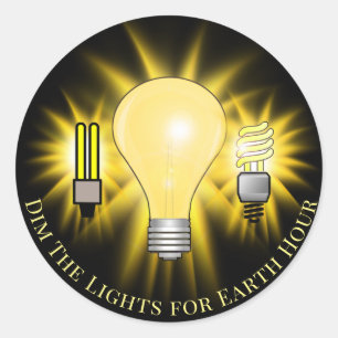 Light Bulbs Dim The Lights Earth Hour  Classic Round Sticker