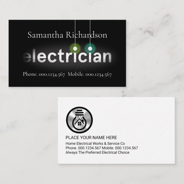 Light Bulbs Electrician Vignette Business Card (Front/Back)