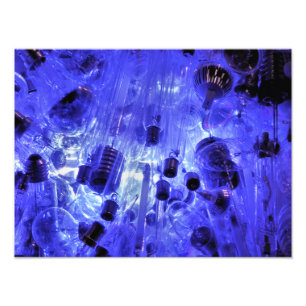 LIGHT BULBS IN BLUE PHOTO PRINT